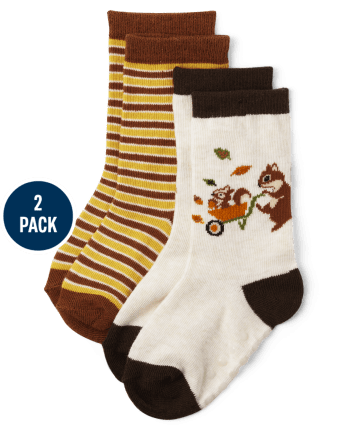 Paquete de 2 calcetines con diseño de ardilla para niños - Happy Harvest