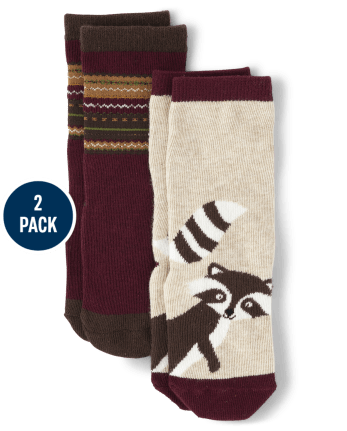 Boys Raccoon And Fairisle Crew Socks 2-Pack | Gymboree - MULTI CLR