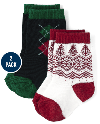 Baby Boys Fairisle Argyle Crew Socks 2-Pack - A Royal Christmas