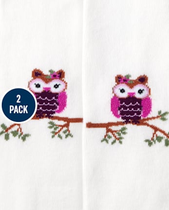 Girls Owl Floral Tights 2-Pack - Magical Meadow