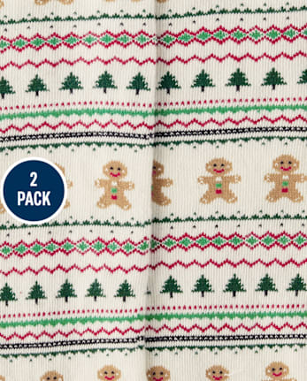 Girls Holiday Tights 2-Pack - Christmas Cabin
