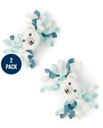 Girls Polar Bear Curly Hair Clips 2-Pack - Nordic Adventure