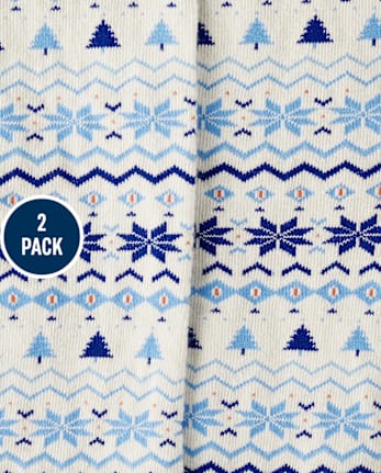 Girls Cable Knit Snowflake Tights 2-Pack