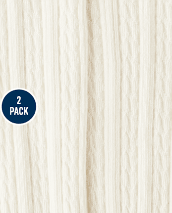 Girls Cable Knit Snowflake Tights 2-Pack