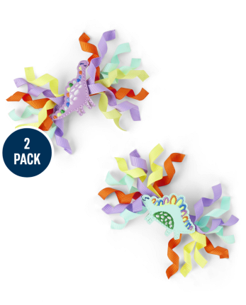 Girls Dino Curly Hair Clip 2-Pack - Dino Friends