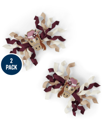 Lot de 2 pinces à cheveux bouclés cheval pour filles - Rustic Ranch