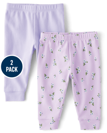 Baby Girls Floral Ruffle Knit Leggings 2-Pack - Homegrown by