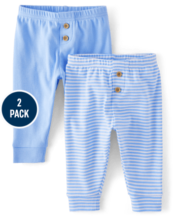 Baby Boys Striped And Solid Knit Pants 2-Pack - Homegrown by Gymboree