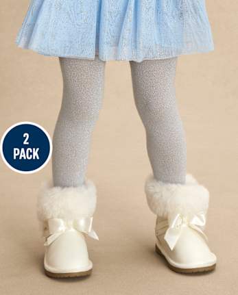Girls Glitter Tights 2-Pack - Royal Christmas
