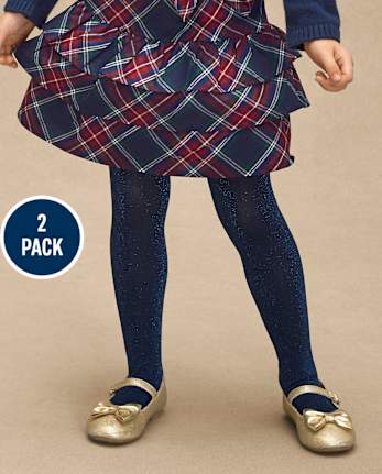 Girls Glitter Tights 2-Pack - Royal Christmas