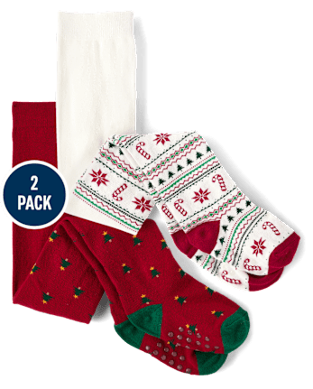 Girls Christmas Tights 2-Pack - Holiday Express