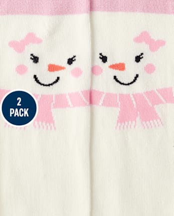 Girls Snowman Fairisle Tights 2-Pack - Little Snowflake