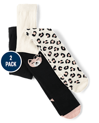Girls Cat Tights 2-Pack - Lil' Leopard