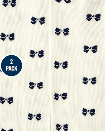 Girls Bow Tights 2-Pack - Coastal Cutie