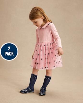 Girls Bow Pointelle Knee Socks 2-Pack - Campus Cuties