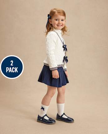 Girls Bow Crew Socks 2-Pack - Campus Cuties