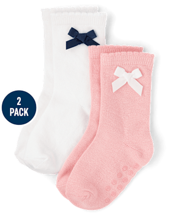 Girls Bow Crew Socks 2-Pack - Campus Cuties