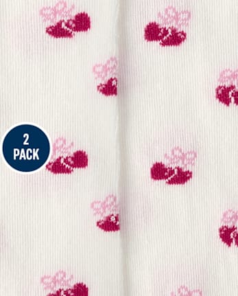 Girls Heart Cherry Cable Knit Tights 2-Pack - Mon Cheri