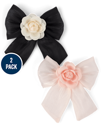 Lot de 2 pinces à cheveux à nœud et rosette pour filles - Petit Paris