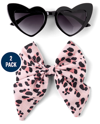 Girls Leopard Sunglasses 2-Piece Accessory Set - Swim Shop