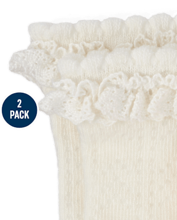Girls Rosette Ruffle Crew Socks 2-Pack - Enchanted Garden