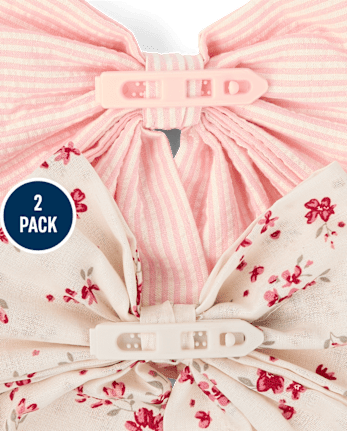 Girls Floral Ruffle Bow Hair Clip 2-Pack - Nantucket Charm