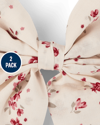 Girls Floral Ruffle Bow Hair Clip 2-Pack - Nantucket Charm