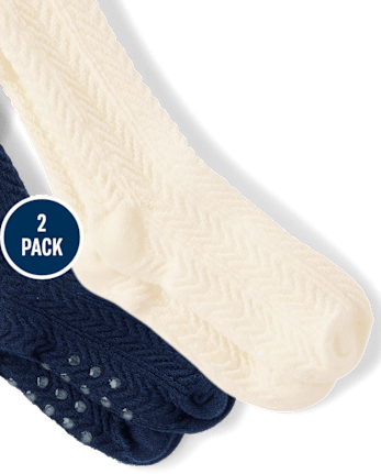 Girls Pointelle Tights 2-Pack - Little Essentials