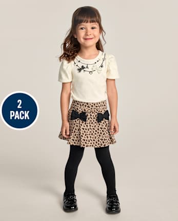 Girls Leopard Ribbed Tights 2-Pack - The Leopard Edit