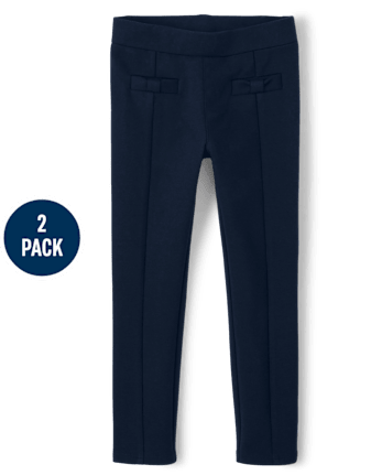 Paquete de 2 jeggings Ponte con lazo para niñas - Uniforme