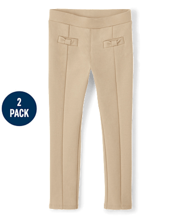 Paquete de 2 jeggings Ponte con lazo para niñas - Uniforme
