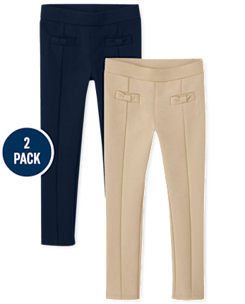 Girls Bow Ponte Jeggings 2-Pack - Uniform