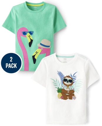 Boys Embroidered Top 2-Pack - Tropical Paradise