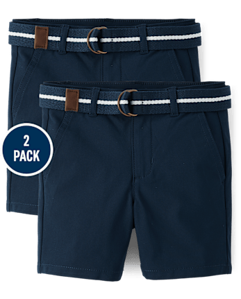 Boys Quick Dry Chino Shorts 2-Pack - Uniform