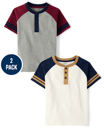 Boys Short Sleeve Colorblock Henley Top 2-Pack - Classroom Cutie ...