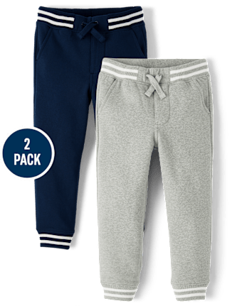 Pack de 2 pantalones deportivos de polar con punos a rayas para ninos Little Essentials MULTI CLR Gymboree