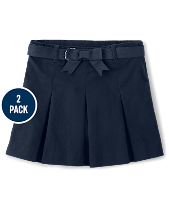 Girls Bow Pleated Skort 2-Pack - Uniform