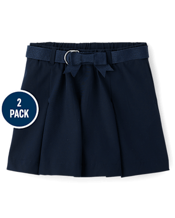 Girls Quick Dry Pleated Skort 2-Pack - Uniform