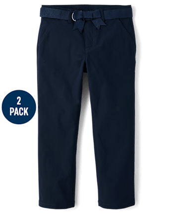 Girls Quick Dry Chino Pants 2-Pack - Uniform