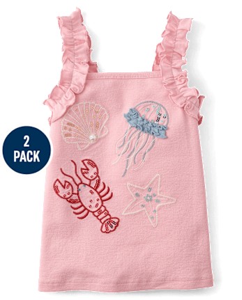 Girls Embroidered Sea Creature Tank Top 2-Pack - Driftwood Bay
