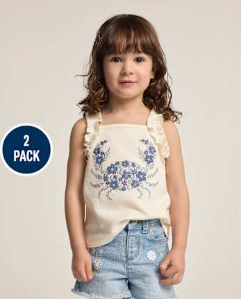 Girls Embroidered Sea Creature Tank Top 2-Pack - Driftwood Bay