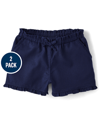 Girls Ruffle Pull On Shorts 2-Pack - Little Essentials