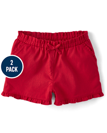 Girls Ruffle Pull On Shorts 2-Pack - Little Essentials