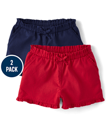 Girls Ruffle Pull On Shorts 2-Pack - Little Essentials