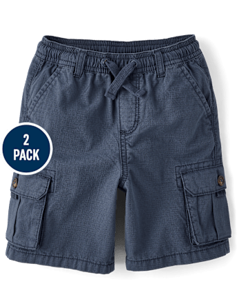 Boys Garment Dyed Ripstop Pull On Cargo Shorts 2-Pack - Driftwood Bay