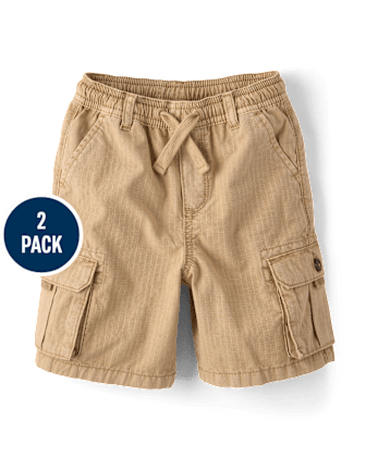 Boys Garment Dyed Ripstop Pull On Cargo Shorts 2-Pack - Driftwood Bay