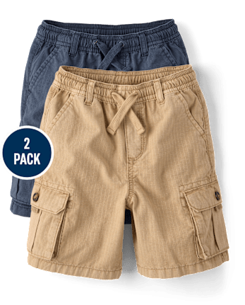 Boys Garment Dyed Ripstop Pull On Cargo Shorts 2-Pack - Driftwood Bay
