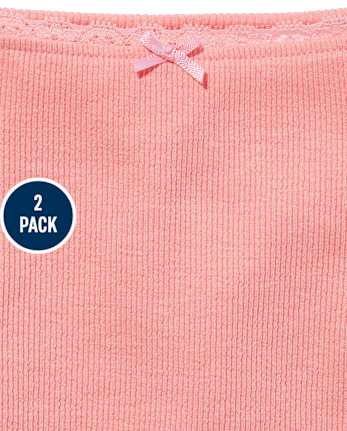 Pack de 2 camisolas de canalé con ribete de encaje para niña de Tween