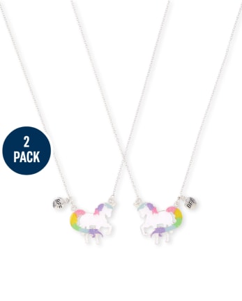 Girls Glitter Unicorn BFF Necklace 2-Pack
