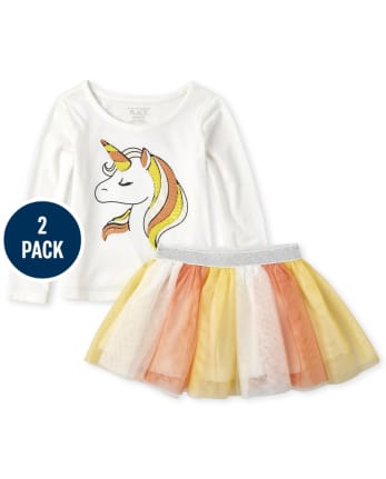 Baby And Toddler Girls Halloween Unicorn Tutu Skirt Set